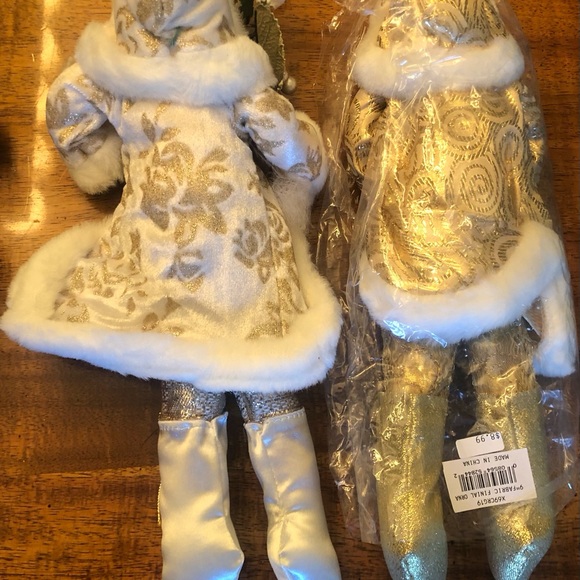 Four 12" Fabric Santa Christmas Tree Ornaments New - Picture 7 of 13